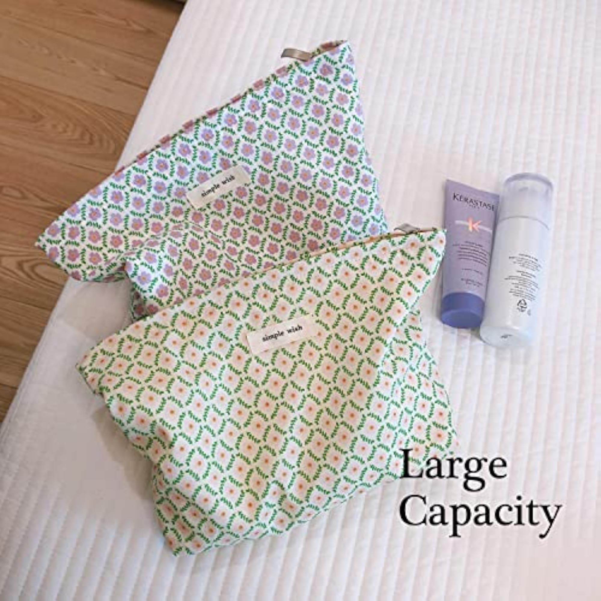 Large Capacity Flower Cosmetic Bag for Women, Travel Organizer