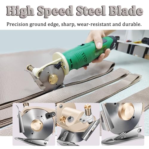 Taglierina rotativa per tessuti, taglierino elettrico senza fili, spessore massimo di taglio 3,3 cm, lame rotonde da 90 mm, include 2 batterie, ideale per moquette e pelle