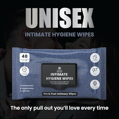 Image of Skin Elements Intimate Hygiene Wipes | Unisex | pH Balanced Wet Wipes | Tea Tree Oil & Neem Extracts | 40 Intimate Hygiene Wipes | Pre and Post Intimacy