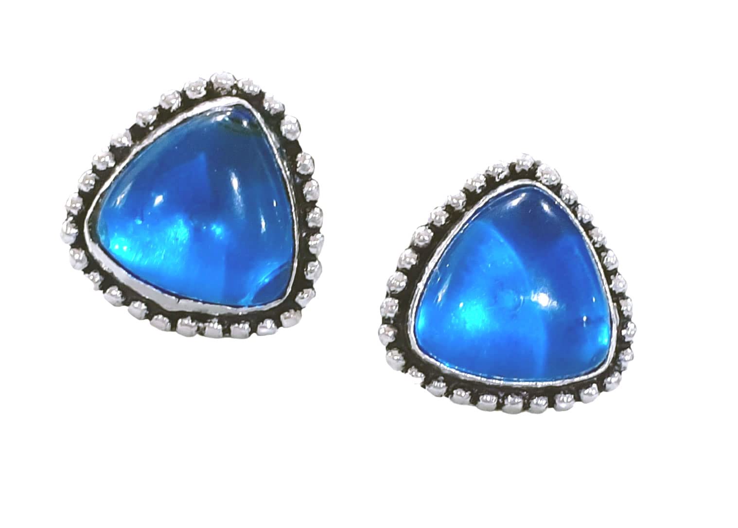 Mrigangi Oxidised Silver Alloy Blue Stone Stone Small Stud Earrings Tops for Women and Girls (B08J5Q1782) Amazon Price History, Amazon Price Tracker