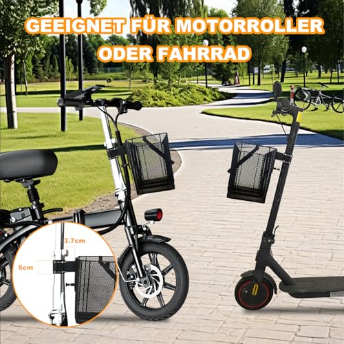 LEFELWEL E Scooter Korb, Fahrradkorb Vorne, Schnellspanner Abnehmbare E Scooter Korb Vorne, Tragkraft 15kg, Einfache Montage und Portabilität, 26cm D x 16,5cm W x 23cm H