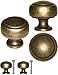 Fuxxer® Lot de 2 poignées de meuble antiques, boutons de tiroir, design vintage en laiton bronze pour meubles de cuisine, buffet, 26 x 24 mm, lot de 2 avec vis