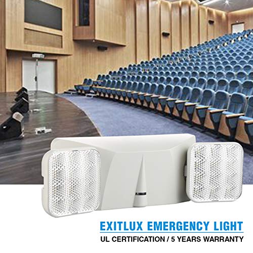 Exitlux Led 4 Pack White Commercial Lighted Exit Signs-Us Standard Ul Listed-Exit Signs With Emergency Lights Sure Lites-Two Head Emergency Light-Lithonia Exit Lights-Emergency Flood Lights Indoor #TOP2