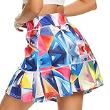 Woweny Women'S Athletic Tennis Skorts Summer Skirts For Women Running Golf Pickleball Skort Active Wear With Pockets (Print Geometric Rainbow-306, S)