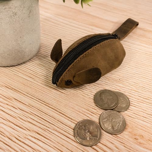 Hide-Drink-Mouse-Shaped-Coin-Pouch-Change-Pouch-Pocket-Case-for-Coins-Travel-Accessory-Full-Grain-Leather-Handmade-Bourbon-Brown