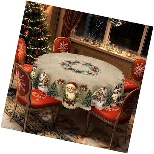 Nappe de table de fête de Noël en polyester durable lavable infroissable