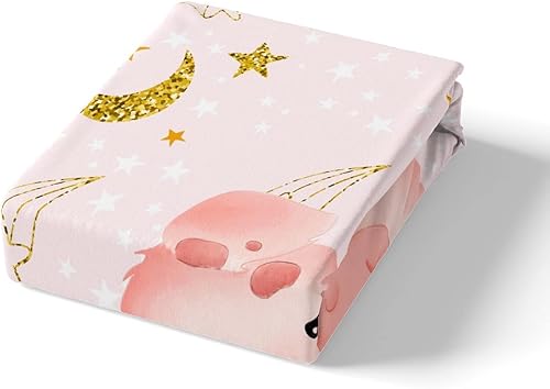 Miniatura 6 de Feelyou Juego de edredón de cerdo, bonito juego de ropa de cama de cerdo de dibujos animados, bonito edredón de animales, diseño de sol y luna,