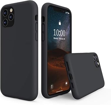 SURPHY Liquid Silicone Case Compatible with iPhone 11 Pro Case, Soft Rubber with Microfiber Cloth Lining Full Body Design Shockproof 5.8 inch Phone Case for iPhone 11 Pro, Black