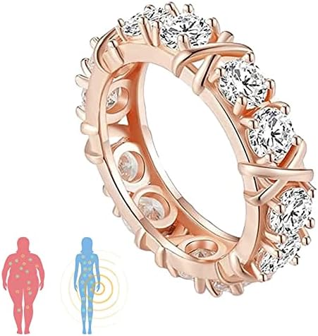 ABHAG Magnetic Zircon Shaping Cross Full Moissanite Diamond Ring，Magnetic Zircon Shaping Ring 925 Sterling Silver X Criss Cross Ring Threanic Triple-Spin Ring Engagement Rings Jewelry Teen Girls (RoseGold-5)