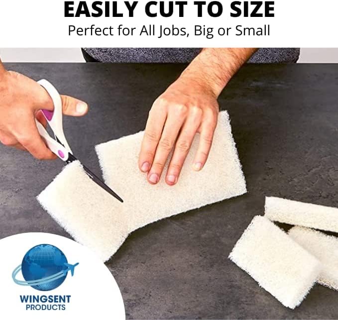 Image of Commercial Light Duty White Scrub Pad - 4.6 inch x 10 inch Non-Abrasive Cleaning Pad for Delicate Surfaces, Kitchen, Bathroom, Glass & More (2)