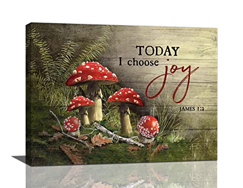 Red Mushroom Wall Art Mushroom Pictures Wall Decor Canvas Print Forest Painting Modern Home Framed Artwork For Bathroom Bedroom 12"X16" #TOP1