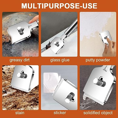 Foto von Flintronic Ceranfeldschaber Metall, Schaber Ceranfeld mit 24Pcs Ersatzklingen, Glasschaber Ceranfeld, Kochfeldschaber, Ceranfeld Kratzer Entfernen für Reinigung Von Backofen, Induktionskochfeld, Herd