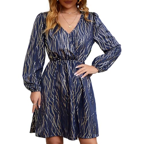 Image of Women's Elegant Floral Dress Coll. (All-Seasons) - Sleeveless /Short /Midi, V-Neck Ruffle, Fashion Casual Party Dresses