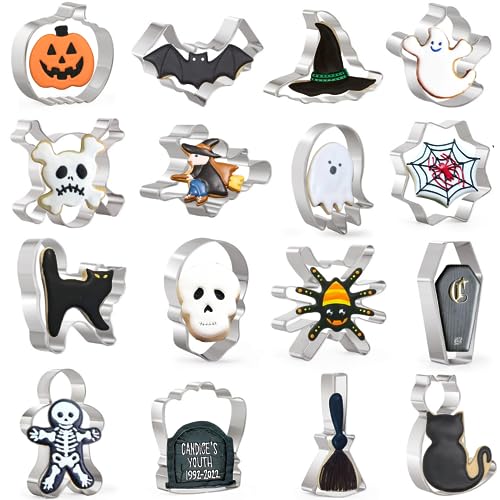 Halloween Cookie Cutters Set 16 Stainless Steel Shapes