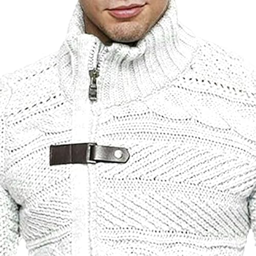 Men's Turtleneck Full Zip Stylish Sweater Cable Knit Slim Fit Comfort Sweater Casual Cardigan Winter Warm Sweaters2