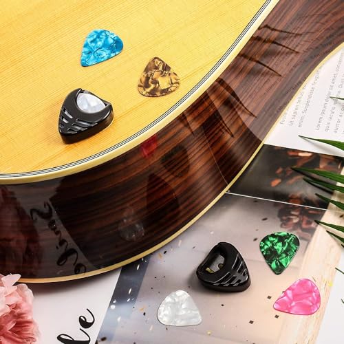 Image of DEVICE OF URBAN INFOTECH Guitar Pick Set - 0.46mm Guitar Picks with 1 Pick Holder - Thin Celluloid Plectrums for Acoustic & Electric Guitar Colorful Picks with Holder (15 Picks with Holder)
