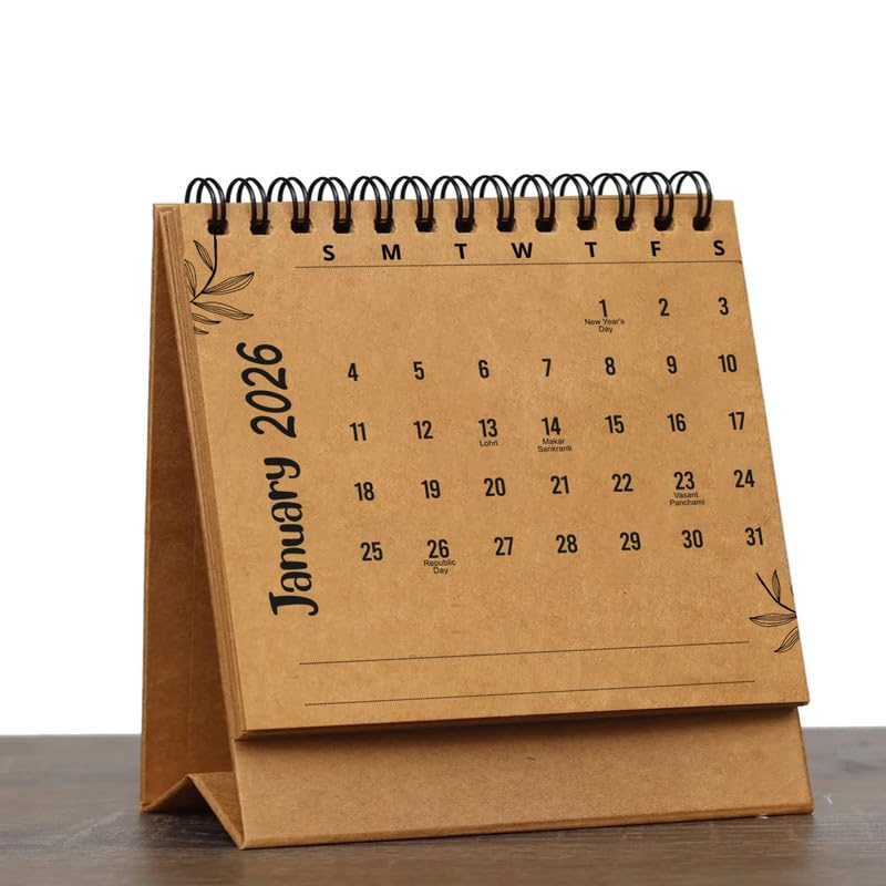 AccuPrints® 2026 Size 5.8 by 5.8 inch brown Kraft Calendar