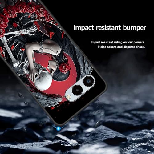 BFUKVOU for Revvl 8 Case,Premium Soft Silicone Rubber Full-Body Protective Bumper Case for T-Mobile Revvl 8 6.6 inch 2025,Woman and Skull with Roses - image 2