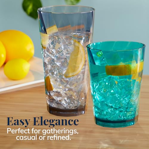 US Acrylic Optix Plastic Reusable Drinking Glasses (Set of 16) 14oz Rocks & 20oz Water Cups in Coastal Colors | BPA-Free Tumblers, Made in USA | Top-Rack Dishwasher Safe - Thumbnail 5
