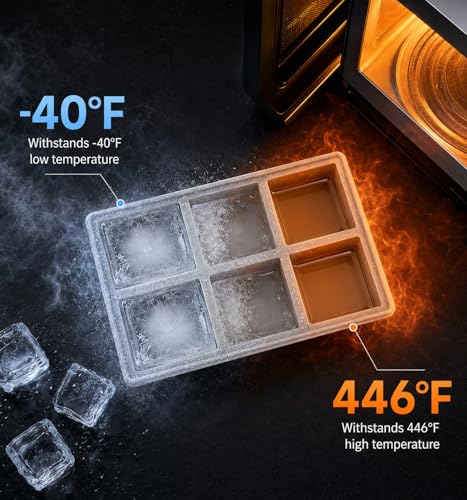 Molde para cubos de hielo grande cuadrado de silicona con tapa miniatura 5