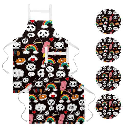 Tablier de serveuse panda idéal pour le nettoyage de la maison et le bistrot