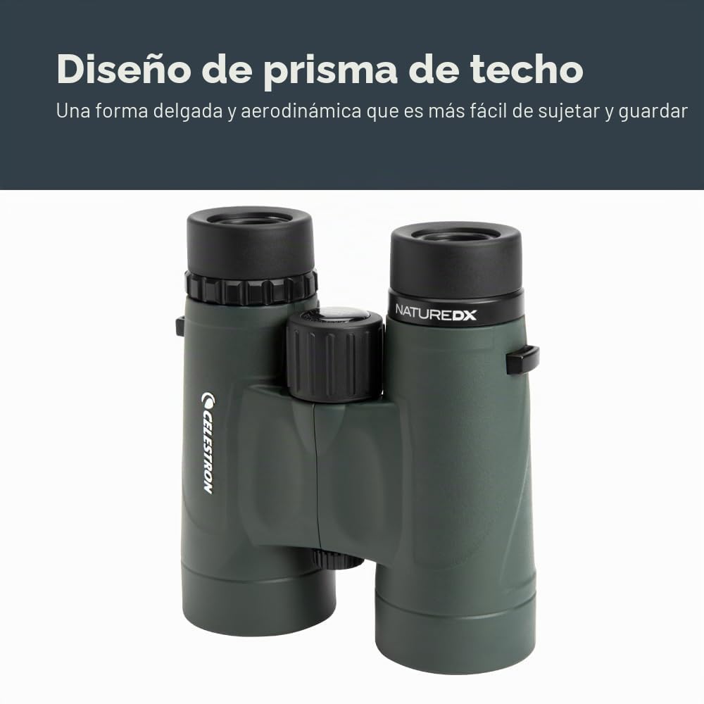 Celestron 71333 Nature DX de 10 x 42 mmPrismáticos Celestron 71333 con Lente Multicapa, Cristal de Prisma BaK-4 y Funda de Transporte, Verde