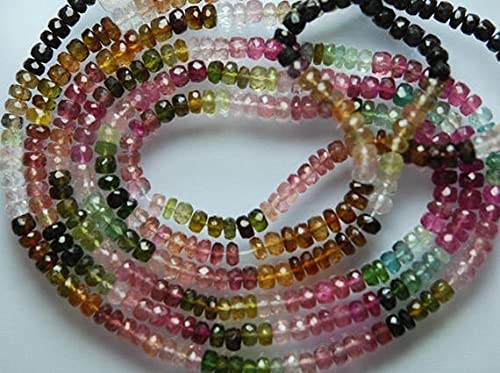 Perles Tourmaline Faceted Rondelles pour atelier de bijoux entre amies