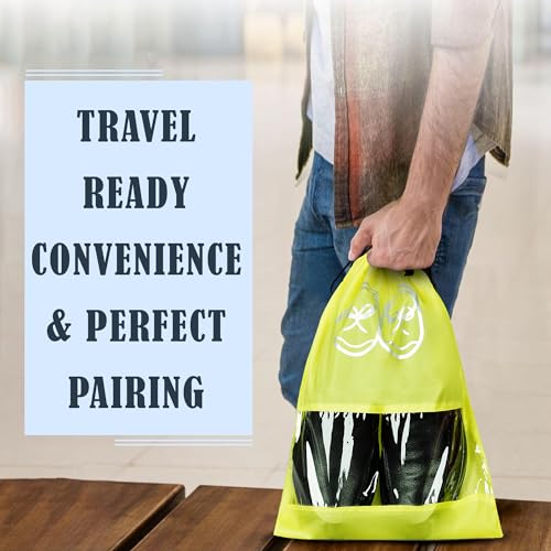 Image of Heart Home Pack of 10 Travel Shoe Organizer | Travel Storage Bags | Travel Carrying Bag | Storage Organizers Set | Shoe Cover with Transparent Window | Shoe Dori Cover | Yellow & Brown