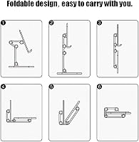 Vista 6 de NC Soporte para teléfono celular, totalmente plegable, soporte de teléfono celular ajustable en altura en ángulo, adecuado para teléfonos y tabletas