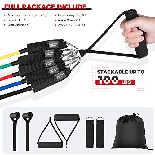 Renoj Resistance Bands, Resistances Bands Set for Exercise Bands 100LBS - Thumbnail 5