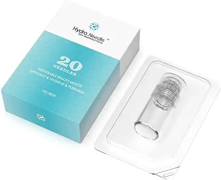 Derma Stamp Hydra Roller H20 Facial Skincare Tool with 4 Gold Titanium 0.25mm/0.5mm Replacement Heads & Serum Applicator, Reusable Device for Hair, Beard,Skin (0.5mm)