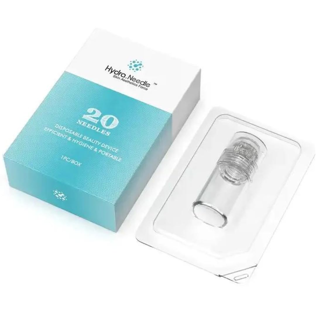 Hydra Needle 20 Derma Stamp Microneedling Roller 0,25 mm per la crescita di capelli e barba, applicatore di siero con aghi in titanio, fiale da 5 ml, rullo riutilizzabile per anti-invecchiamento e
