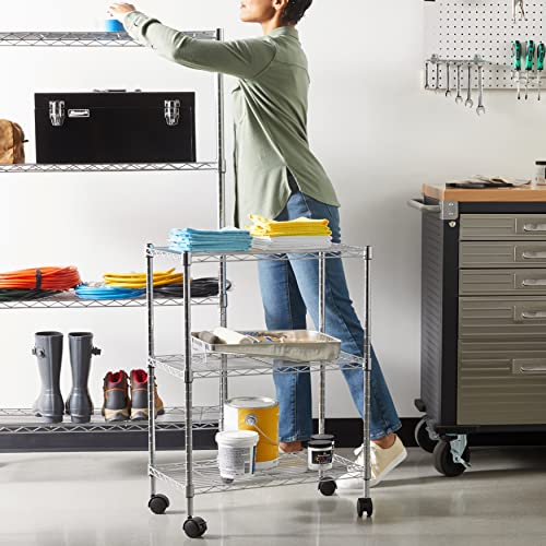 Amazon Basics 3Shelf Heavy Duty Shelving Storage Unit on 2" Wheel Casters, Metal Organizer Wire