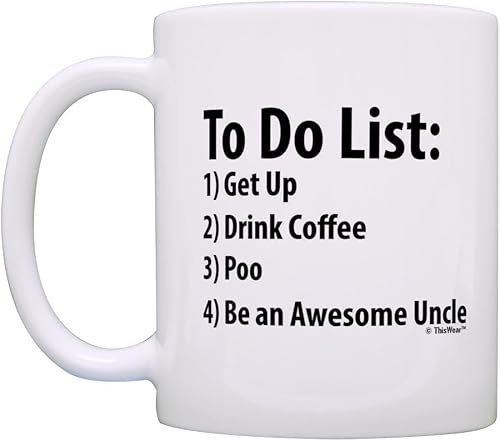 Miniatura 3 de Uncle To Do List - Taza divertida con texto en inglés Be Awesome List For Uncle, taza de café de cerámica de 11 onzas, color blanco