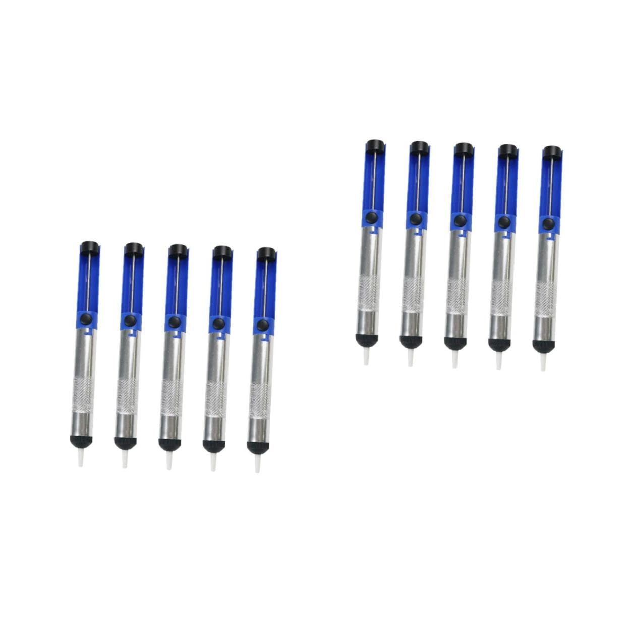 Housoutil 2sets Portable Solder Sucker Tool Suction Pump for Solder Removal Aluminum Alloy Soldering Sucker Pen High Efficiency Desoldering Pump Hand Welding Tools 5pcs*2
