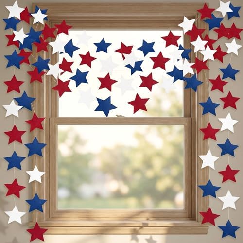 4th of July Decorations - Patriotic Star Garland | Red White Blue...