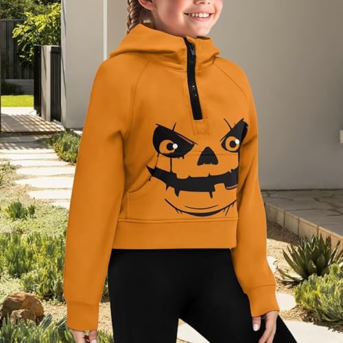 Half Zip Up Hoodie for Girls 5-14 Years Old Long Sleeve Sweatshirts with Pockets Casual Athletic Top for Kids2