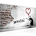 Produktbild Runa Art Wandbild Banksy Graffiti Zitat Ratte Herz 1 Teilig 100 x 40 cm Modern Bild auf Vlies Leinwand Street Art Loft Wohnzimmer Schwarz Grau Rot 040412b