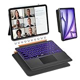 Conception Mince & Bluetooth Sans Délai: l'étui avec coque iPad air 13 pouces avec clavier présente une conception ultra-mince de seulement 0,25 pouce. Le support pliable s'ajuste de 0° à 170°, répondant ainsi aux besoins de différents angles. Le Bluetooth 5.3 garantit un appairage instantané, sans délai, et une connectivité stable. Passez facilement en mode travail pendant vos trajets ou dans les cafés