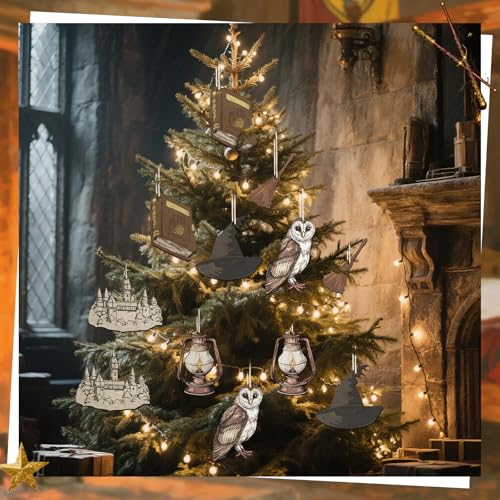 Image of Soulchen 12 Pcs Wizard Magical Theme Party Decor Vintage Magical Hanging Ornaments Wood Hanging Sign Gifts for Room Home Birthday Party Decoration