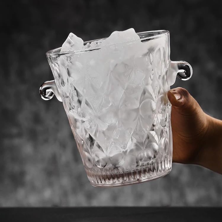Fiesta de Cubos de Hielo Cubo de Hielo Vidrio portátil, contenedor for Bares, cafeterías, Uso Comercial, Cubos Cerveza, Herramientas refrigeración Bebidas, Fiestas Familiares(2l)