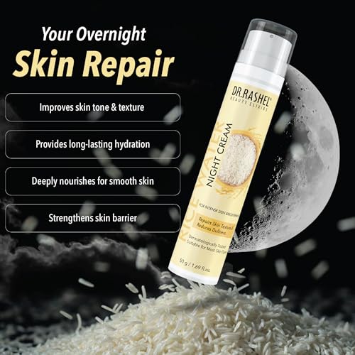 Image of Dr.Rashel Rice Water Night Cream, Deep Moisturizing Face Cream, Collagen Boosting, Brightening Formula, Pack of 2 (50g Each)