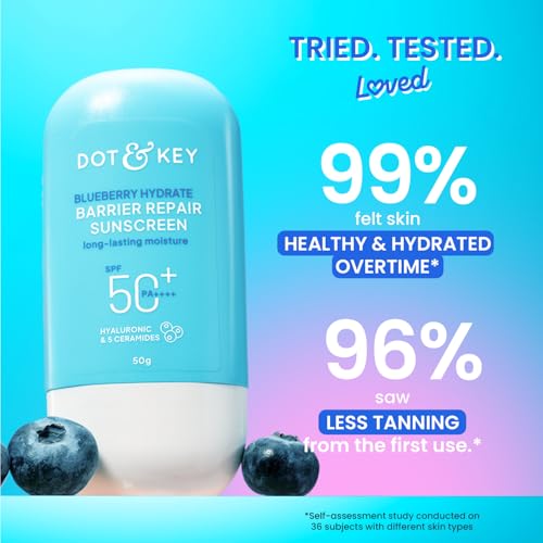 Dot & Key Blueberry Hydrate Barrier Repair Sunscreen In-Vivo Tested SPF 50+ PA++++ | With Ceramides & Hyaluronic, Hydrates & Protects Skin |... - Image 6