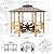 EROMMY 14.5' x 14.5' Gazebo, Outdoor Octagon Gazebo with Polycarbonate Double Roof, Wooden Finish Coated Aluminum Pavilion with Fence Rails and Ceiling Hooks for Garden, Patio, Lawn, Deck