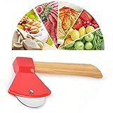 Cryfokt Ergonomisches Rundes Pizzamesser, Langlebige Klinge aus 430er Stahl, PP-Abdeckung für Sicherheit, Heimrestaurants, 21 X 9,9 X 7, Cm (Rot)