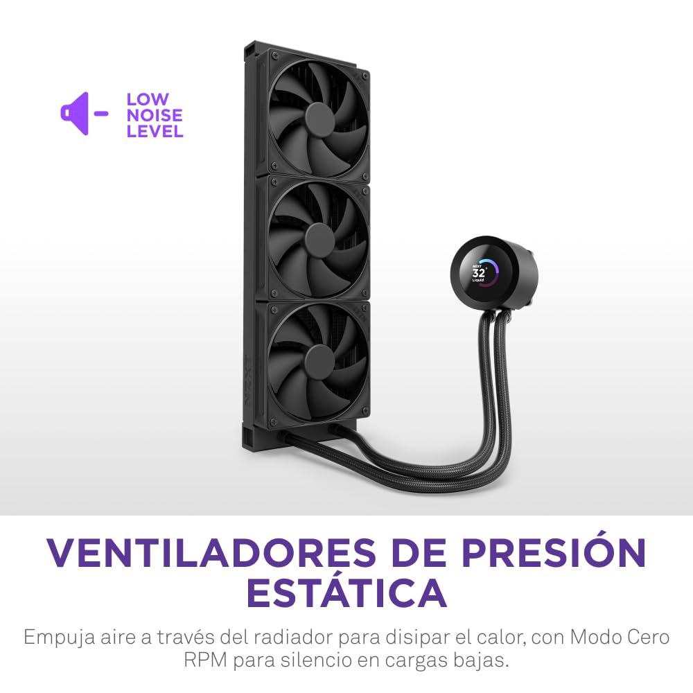 NZXT Kraken Plus 360 – Refrigeración líquida AIO para CPU – Radiador de 360mm – 3 x Ventiladores F120P – Pantalla LCD Cuadrada de 1.54" – AMD® AM5, AM4 – Intel® LGA 1851/1700, 1200/115X – Negro — view 6