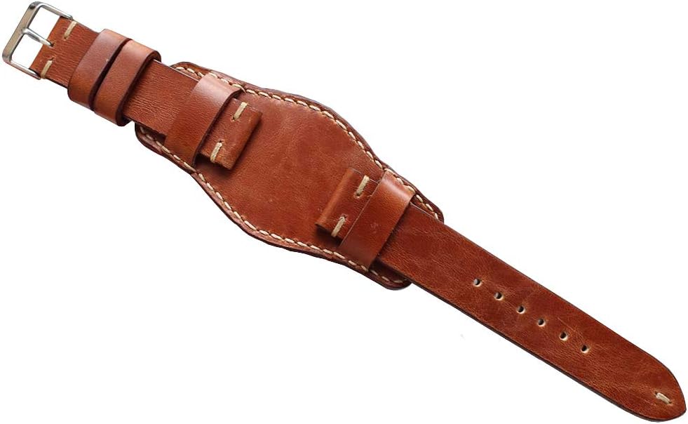 Watchband Handmade Leather Strap Combo Red Brown