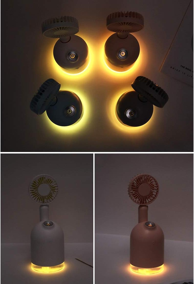 Small Fan Humidifier Three-in- Mini Handheld Home Bedroom Bedside Mute(C)