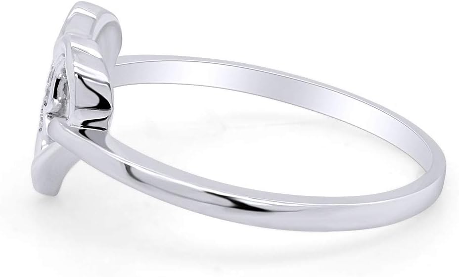 AFFY Round Shape White Cubic Zirconia Butterfly Heart Engagement Ring 14k Gold Over Sterling Silver