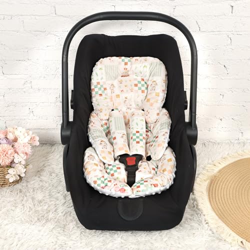Image of Infant Car Seat Insert with 2 Strap Pads, Super Soft Carseat Head and Body Support for Baby Boys and Girls, Reversible Newborn Car Seat Insert Cushion for Strollers, Bouncers, Swing, Elephant | Head & Body Support